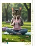 CALVENDO Puzzle Yoga-Katze mit Smoothie - witziges Katzenbild f&uuml;r Sportfans...