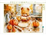 CALVENDO Puzzle Teddy backt K&uuml;rbiskuchen zu Halloween 1000 Teile Lege-Gr&ouml;&szlig;e