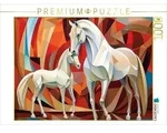 CALVENDO Puzzle Zwei wei&szlig;e Pferde 1000 Teile Lege-Gr&ouml;&szlig;e 64x48cm Foto-Puzzle...