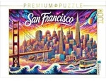 CALVENDO Puzzle San Francisco - In lebendiger Tusche 1000 Teile Lege-Gr&ouml;&szlig;e...
