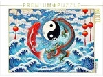 CALVENDO Puzzle Yin und Yang - Koi und Drache im asiatischen Malstil 1000 Teile