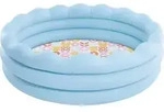 Der hellblaue Intex &bdquo;Wavy Edge Pool&ldquo; mit gewelltem Rand und Retro-Bodenmuster
