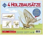 PEBARO 860 - Holzbausatz Tier-Set, Hahn, Ouranosaurus, Krokodil, Schmetterling,...