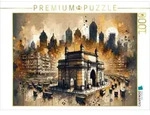 CALVENDO Puzzle Mumbais Gateway in sepiafarbenen Aquarellschattierungen durch KI