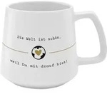 GRUSS & CO Tasse Konisch, Motiv "Die Welt ist sch&ouml;n, weil du mit drauf bist"