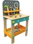 SpielMaus Holz Werkbank 40x26,5x65 cm, 44 Teile