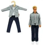 Time2Shine Kariertes Hemd mt Jeans f&uuml;r Modepuppen der Gr&ouml;&szlig;e 29 cm