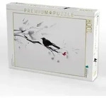 CALVENDO Puzzle Amsel und rote Bl&uuml;ten 1000 Teile Lege-Gr&ouml;&szlig;e 64x48cm Foto-Puzzle
