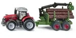 Siku 1134 - Massey Ferguson Traktor mit Forstanh&auml;nger, 147x39x58mm