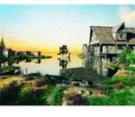 CALVENDO Puzzle Dorf am Meer mit Segelschiff 1000 Teile Lege-Gr&ouml;&szlig;e 64x48cm