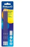 Pelikan Bleistift HB mit Radierer, Sechskant, Blau, 3er Set