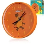 Bresser 12090 - DieMaus Kinder-Wanduhr Maus, orange, 25 cm