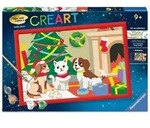CreArt, Malen nach Zahlen Kinder - Pfoten-Weihnachten