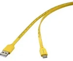 Renkforce USB-Kabel USB 2.0 USB-C&reg; Stecker, USB-A Stecker 1.00 m Gelb Ma&szlig;-Aufdruck