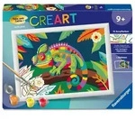 CreArt, Malen nach Zahlen Kinder - Farbenfrohes Cham&auml;leon