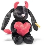 Steiff 081170 - Hoppie Hase Kleiner Teufel mit Herz, sitzend, schwarz/rot, Pl&uuml;sch,