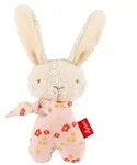 Sigikid 31276 - Greifling Hase mit Rassel, 15 cm, wei&szlig;/rosa/gebl&uuml;mt, Farmhouse