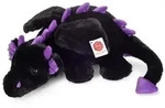 Teddy Hermann 94005 - Drache Logan liegend, schwarz-lila, Pl&uuml;sch, 32 cm