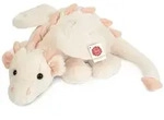 Teddy Hermann 94006 - Drache Fluffy liegend, weis-rosa, Pl&uuml;sch, 32 cm