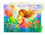 CALVENDO Puzzle Puzzlespiel M&auml;dchen mit Katze im Wind in moderner kindlicher