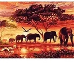 Diamond Painting Elefanten in der Savanne (Design 25x35)30x40 cm