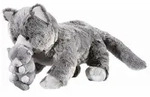 Pl&uuml;sch Misanimo Katzenmama mit Baby grau 30cm
