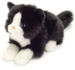 Teddy Hermann 90689 - Katze liegend, 20 cm, schwarz/wei&szlig;, Pl&uuml;schtier
