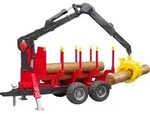 Bruder Profi-Serie R&uuml;ckeanh&auml;nger mit Ladekran, 4 Baumst&auml;mmen und Holzgreifer