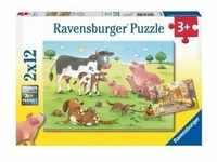 Ravensburger 07590 - Glückliche Tierfamilien, Puzzle, 2 x 12 Teile