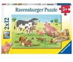Puzzle Ravensburger Gl&uuml;ckliche Tierfamilien 2 X 12 Teile