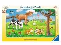 Ravensburger 06066 - Knuffige Tierfreunde, Rahmenpuzzle 15 Teile