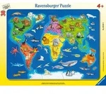 Rahmenpuzzle Weltkarte mit Tieren 30 Teile