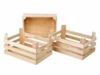 Small foot 1807 - Große Kiste natur, Holz-Kisten für Kaufladen, 3er Set, 18x10x10cm