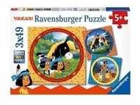 Ravensburger 080007 - Yakari, der tapfere Indianer, 3x49 Teile, Kinderpuzzle