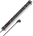 Brennenstuhl 1390007018 Steckdosenleiste 19 Zoll 8fach Silber, Schwarz Schutzkontakt