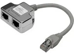 Digitus RJ45 Netzwerk Adapter CAT 5, CAT 5e [1x RJ45-Stecker - 2x RJ45-Buchse] Grau