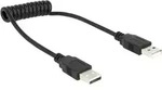 Delock USB-Kabel USB 2.0 USB-A Stecker, USB-A Stecker 0.60m Schwarz Spiralkabel