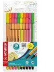 STABILO Fineliner & Filzstifte - point 88 + Pen 68 - 10er Pack - Neonfarben