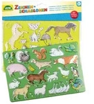 Zeichenschablone Pferde + Katzen, Beutel