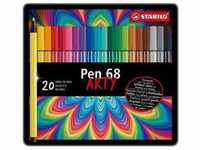 Premium-Filzstift - STABILO Pen 68 - ARTY - 20er Metalletui - mit 20 verschiedenen