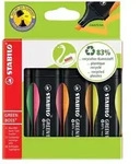 STABILO Umweltfreundlicher Textmarker - GREEN BOSS - 4er Pack - gr&uuml;n, rosa, orange,