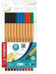 STABILO Fineliner - point 88 - 10er Pack Office - 4 x schwarz, 3 x blau, 2 x rot, 1 x