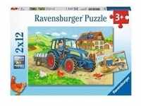 Ravensburger 07616 - Baustelle und Bauernhof, 2x12 Teile, Puzzle
