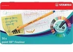STABILO Fineliner - point 88 - 50er Metalletui - mit 47 verschiedenen Farben - 2x