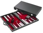 Backgammon rot, medium, Kunstleder