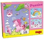 Puzzles Einhorn Glitzergl&uuml;ck. 3 Motive 12, 15, 18 Teile