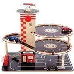Hape E3002 - Parkhaus Spieleset aus Holz, ink. Autos + Hubschrauber