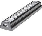 Manhattan 161572 USB-Hub 10 Port USB-A USB 2.0 480MBit/s Schwarz, Silber