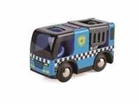 Hape E3738 - Polizeiauto mit Sirene, Spielfigur &-Fahrzeug, Licht und Sound