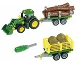 Theo Klein John Deere Traktor mit Holz und Heuwagen Theo Klein John Deere Traktor mit Holz und Heuwagen